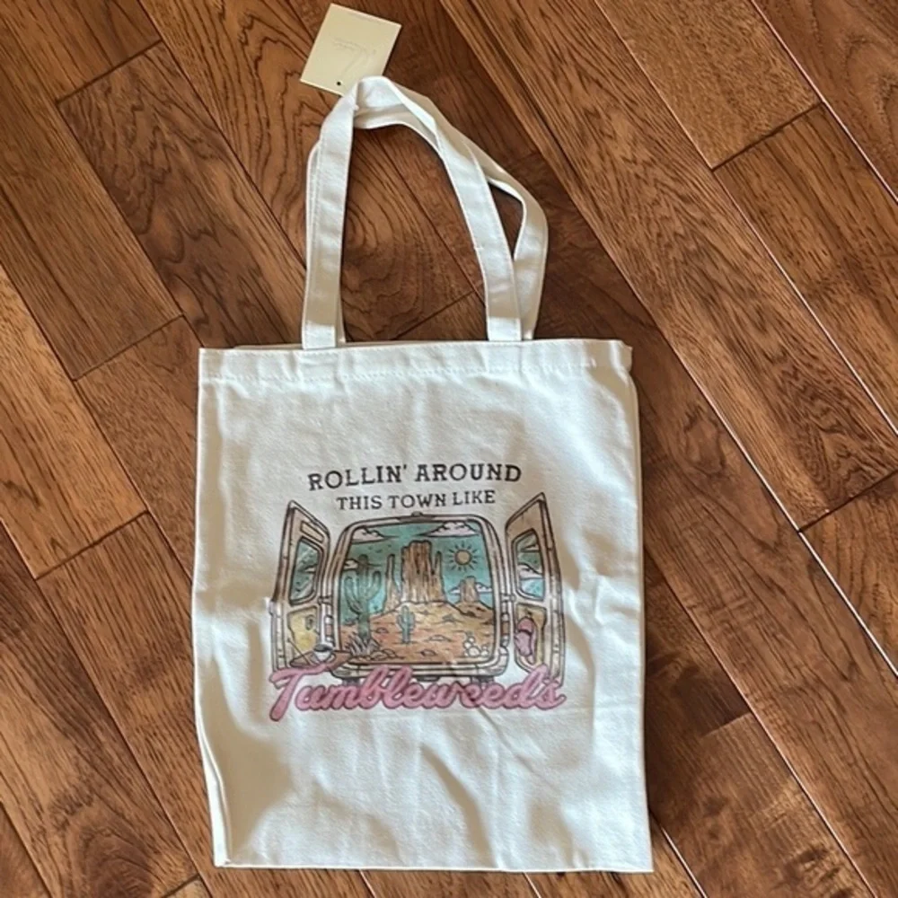 Market Tote Bag With Desert Theme Art